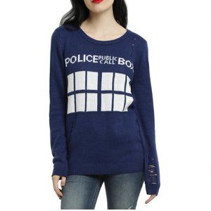 Doctor Who TARDIS Distressed Girls Sweater